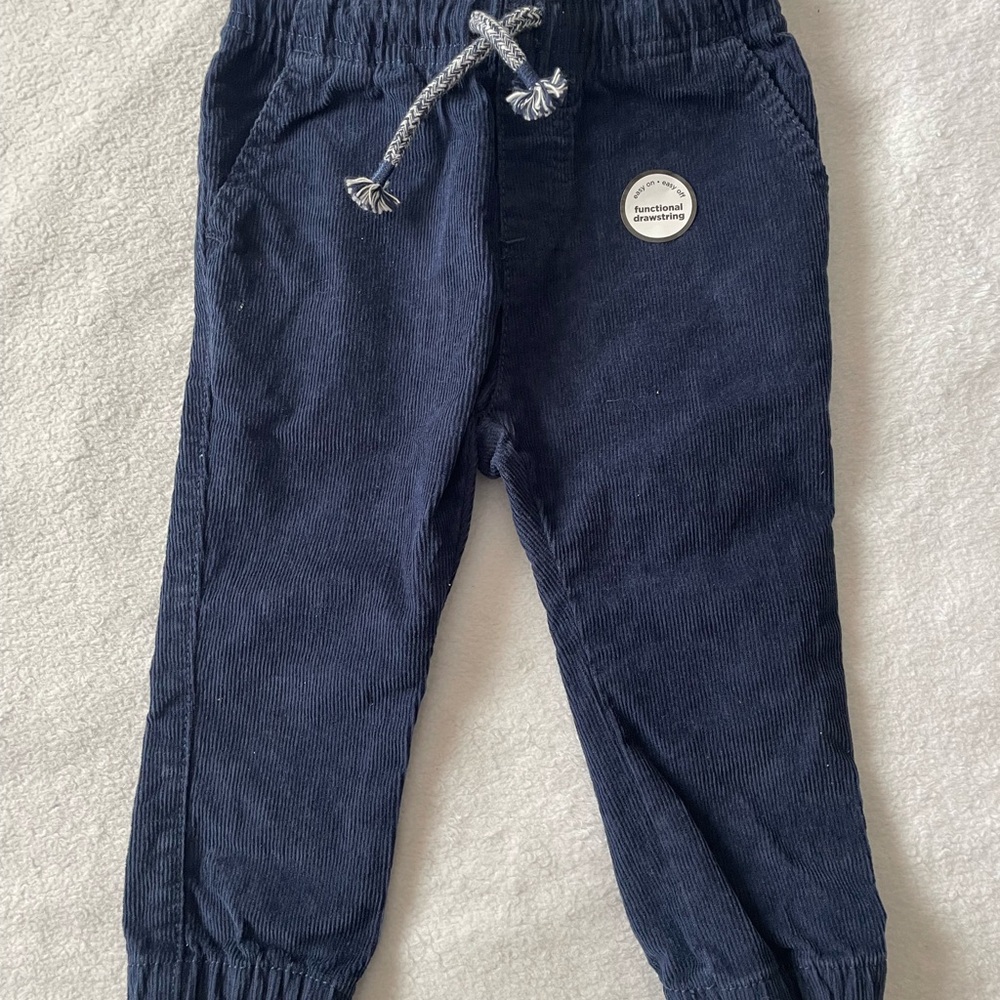 New Navy 12 months Elastic Waist Corduroy Pants with Gathered Cuffs